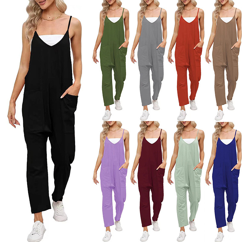 Women'S Fashion Utility Pants - Fashionable Jumpsuit Oversized Loose Wide Jumpsuit