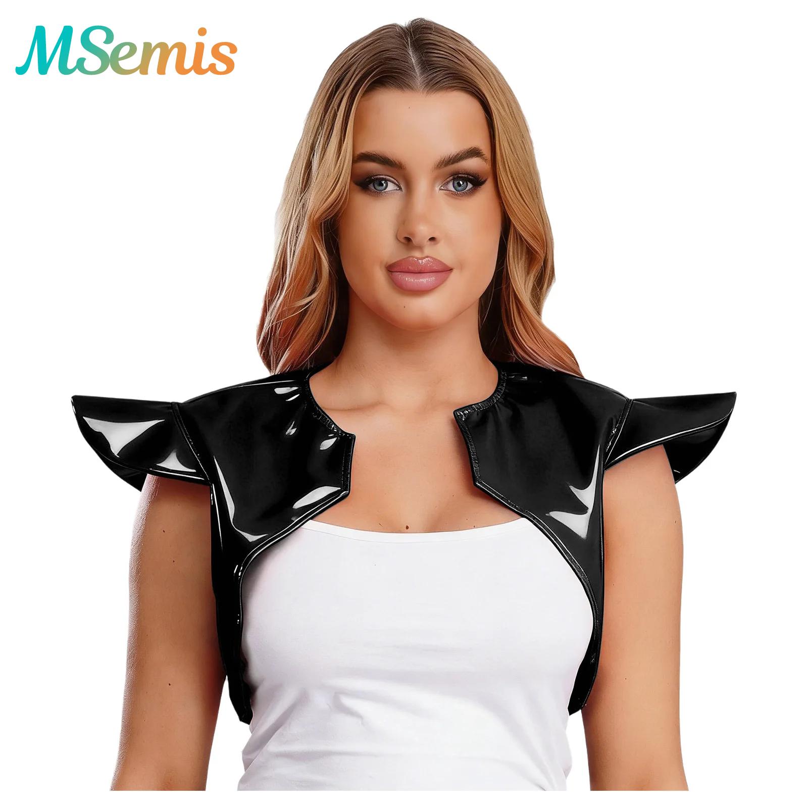 Asymmetric Top Women - Women Patent Leather Latex Armor Vest