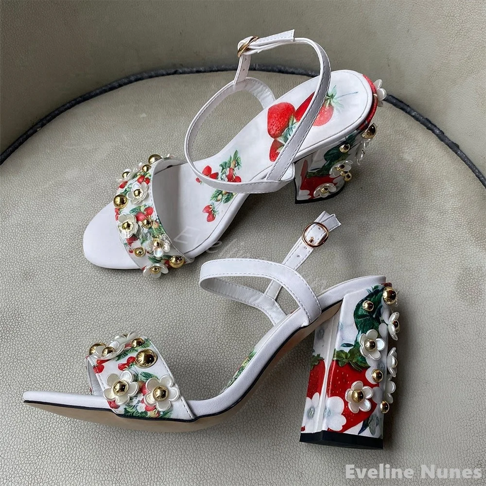 Fashion Women Belt - Rhinestone Flowers One Word Belt Sandals