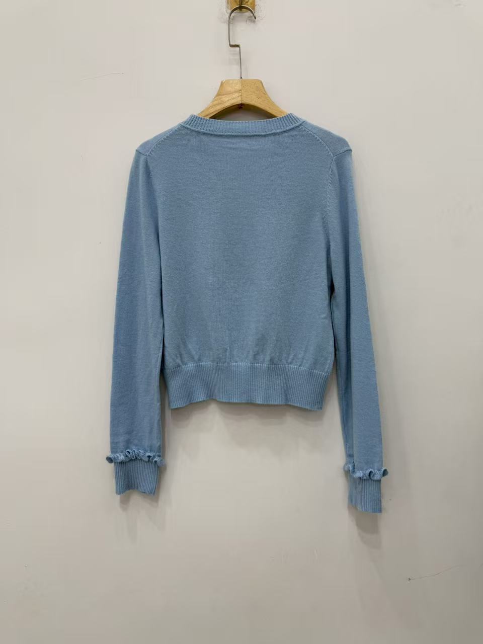 Knitted Vest Women - Spring/Summer Women O-Neck Ruffle Trim Solid