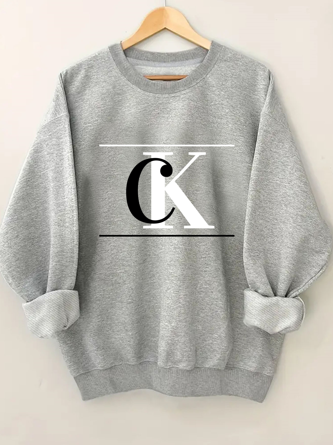 Women'S Fashion Hoodies - Fashionable Geometric Letter Print round Neck
