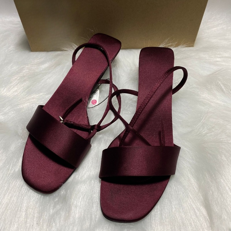 Women Fashion Brand - Luxury Satin Ankle Strap Low Heels