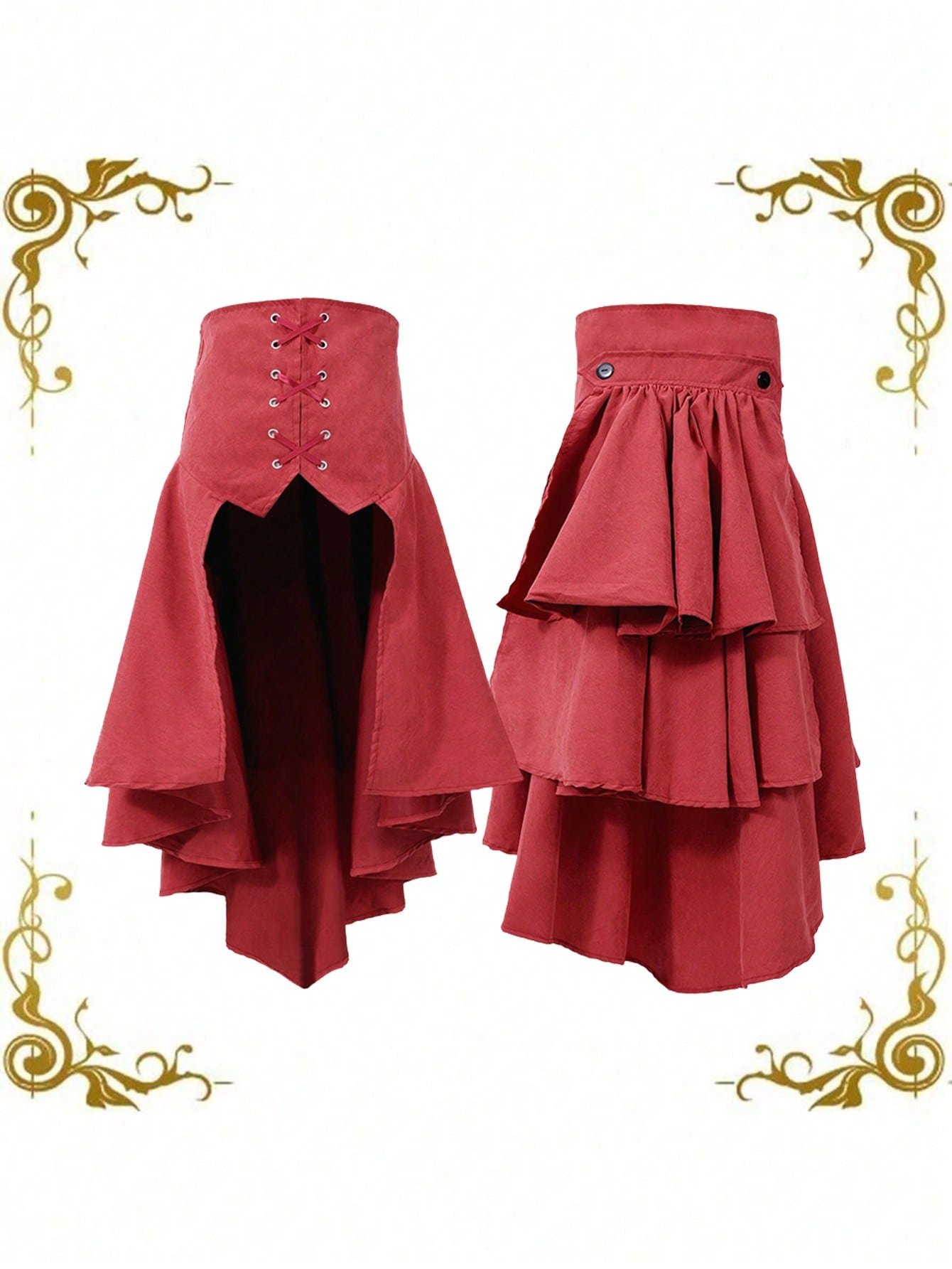 Belted Shirt Dress - Women Gothic Steampunk Pirate Skirt Front