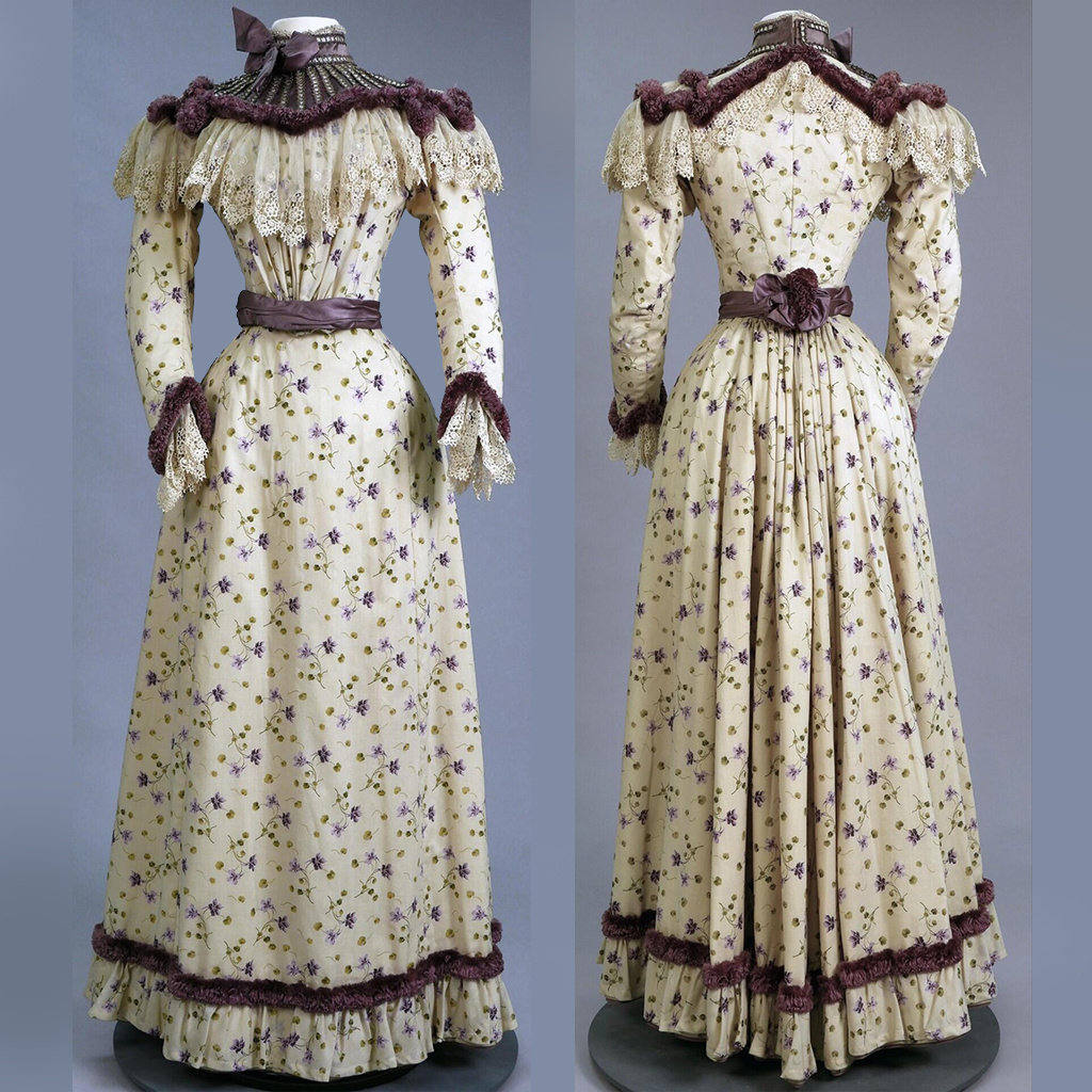 Women'S Fashion Day - 1890s-1899s Victorian Fashion Gothic Floral High