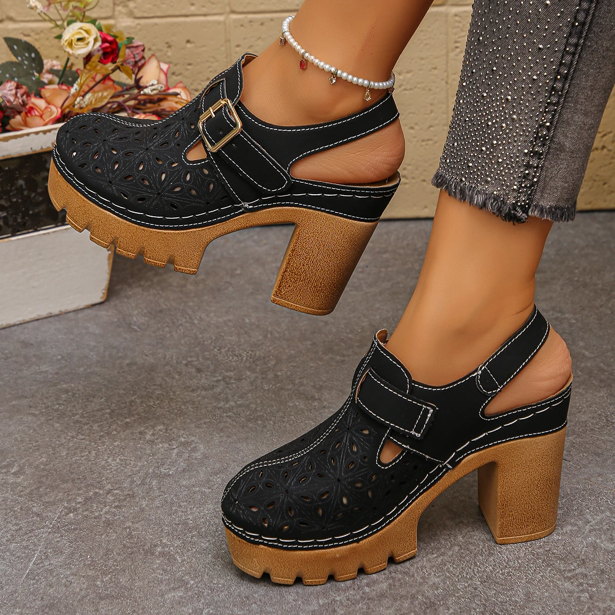 Women Fashion Nova - Large Size Women's Thick Heel Sandals