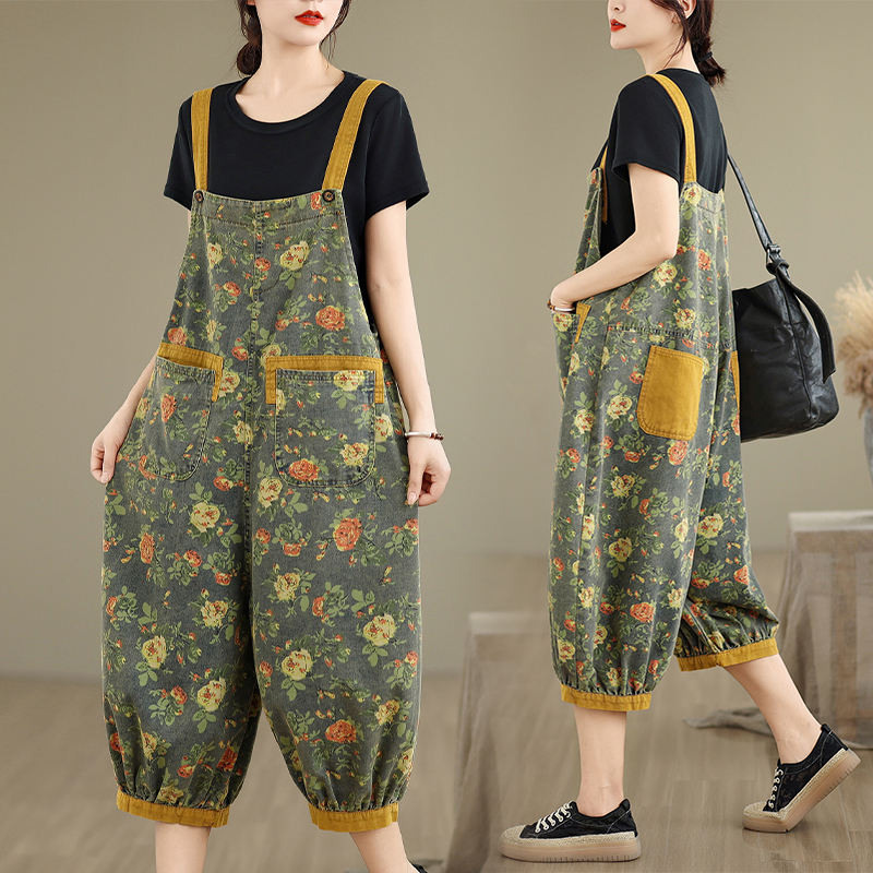 Mom Jeans Women - Fashion Print Floral Y2K Denim Jumpsuits