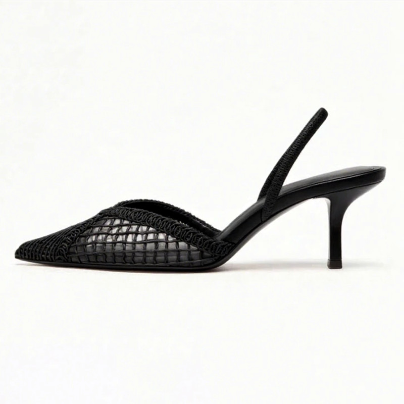 Women Fashion Brand - Mesh Woven Heeled Sandals Women Sexy