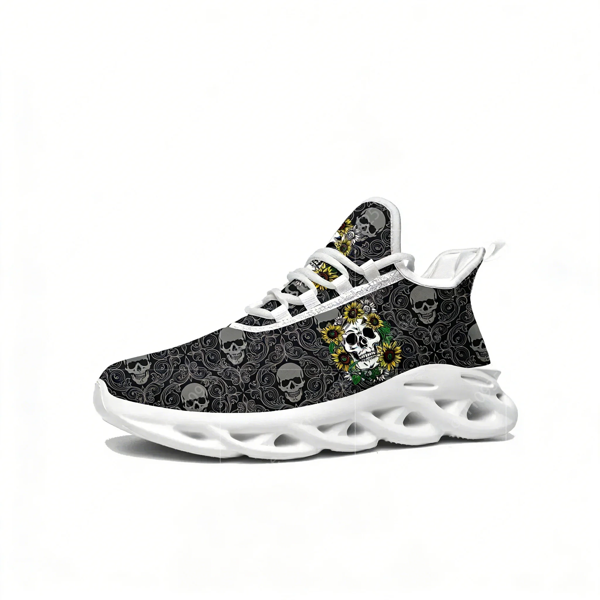 Women'S Fashion Running Shoes - Sunflower Skull Prints Flats Sneakers Mens