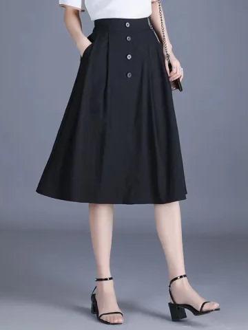 A-Line Skirt Midi - High Waist Midi Skirt for plus