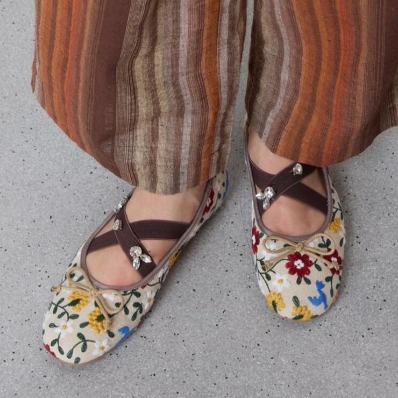Embroidery Flower Ballet Flats - Women Fashion Brand avis et prix
