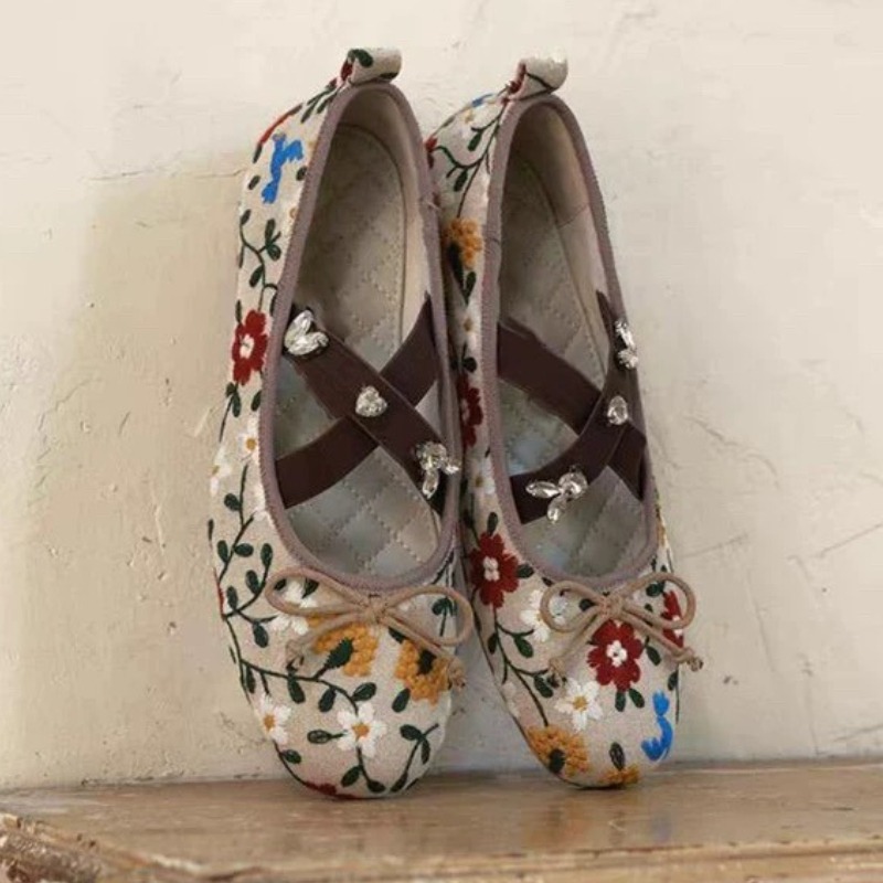 Embroidery Flower Ballet Flats - Women Fashion Brand avis et prix