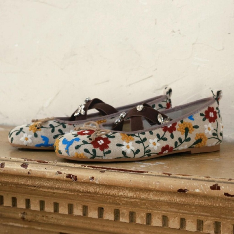 Embroidery Flower Ballet Flats - Women Fashion Brand avis et prix