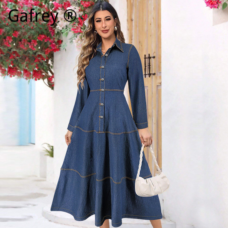 New Fashion Denim Jean Shirt D - Belted Shirt Dress avis et prix