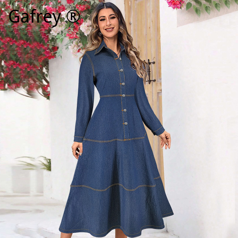 New Fashion Denim Jean Shirt D - Belted Shirt Dress avis et prix