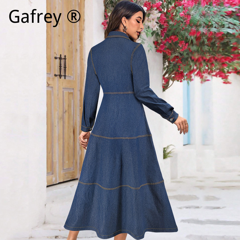New Fashion Denim Jean Shirt D - Belted Shirt Dress avis et prix