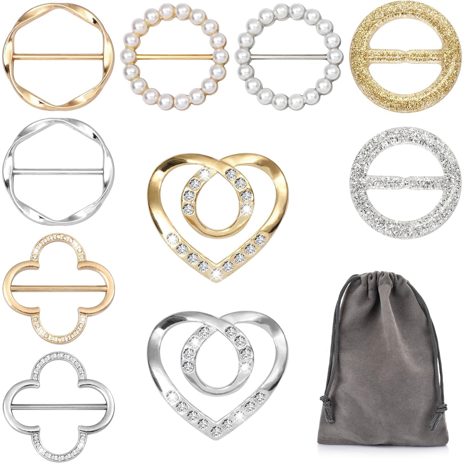 10Pcs Scarf Rings with Pearl & - Belted Shirt Dress avis et prix