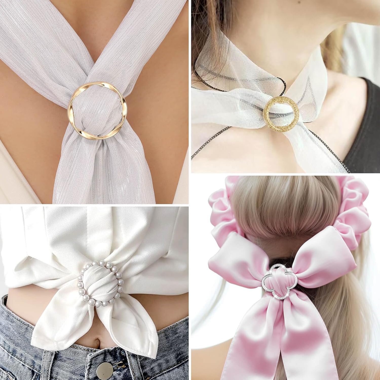 10Pcs Scarf Rings with Pearl & - Belted Shirt Dress avis et prix