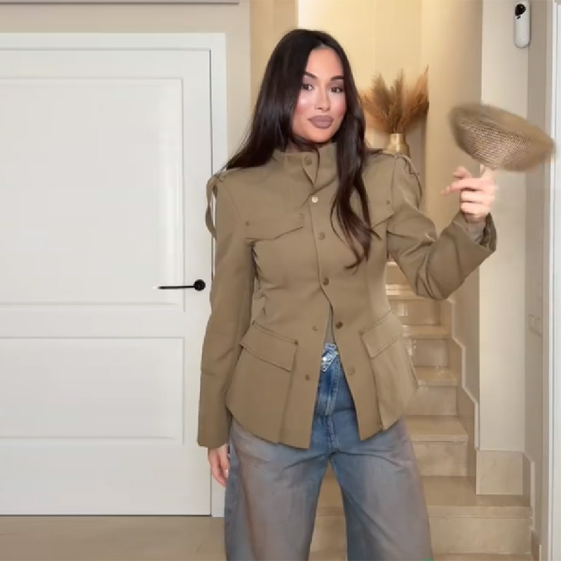 Chic Khaki Utility Blazer Jack - Women'S Fashion Utility Jacket avis et prix
