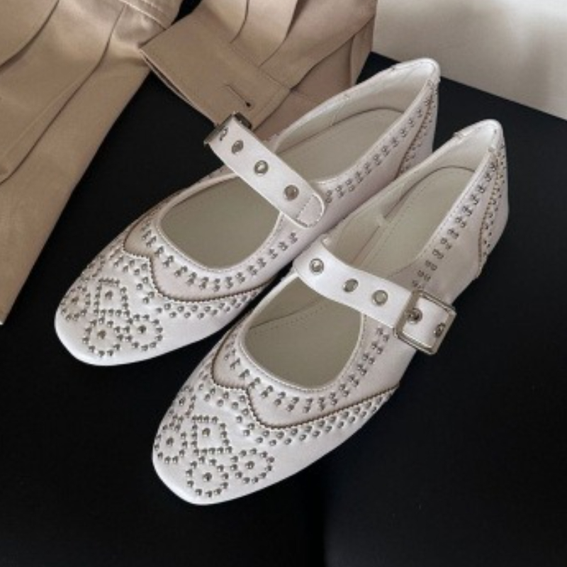 Retro Rivet Buckle Design Flat - Women Fashion Brand avis et prix