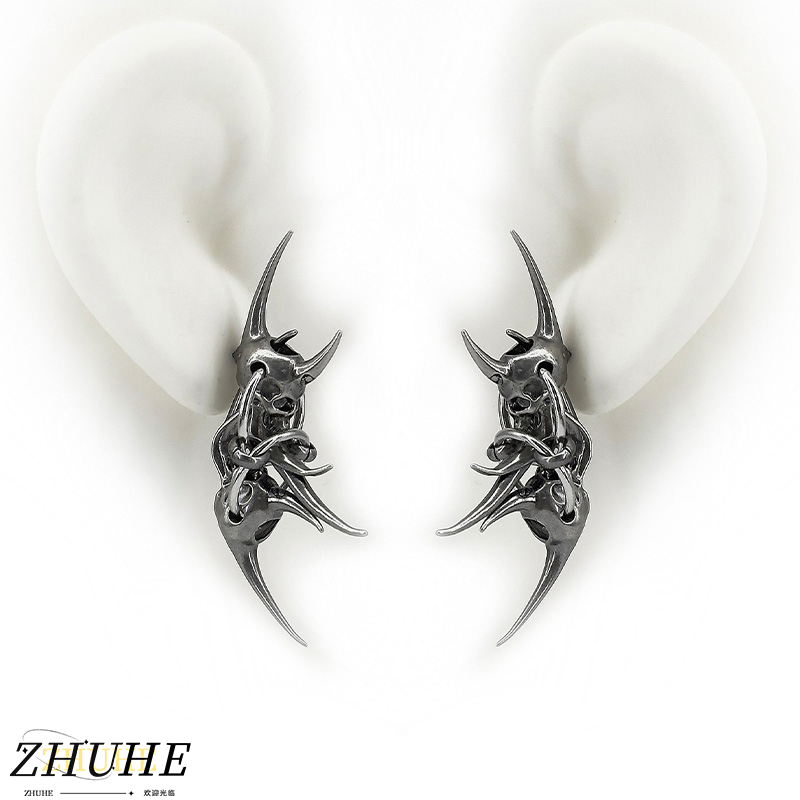 Edgy Demon Horn Skull Earrings - Women'S Fashion Edgy avis et prix