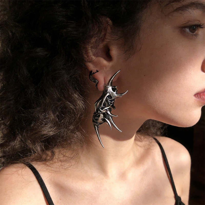 Edgy Demon Horn Skull Earrings - Women'S Fashion Edgy avis et prix