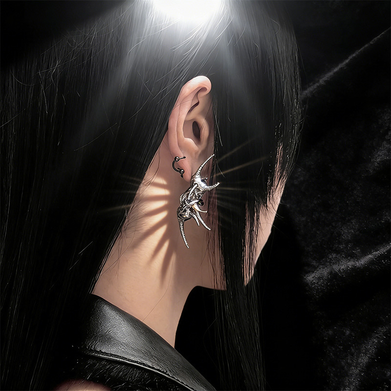 Edgy Demon Horn Skull Earrings - Women'S Fashion Edgy avis et prix