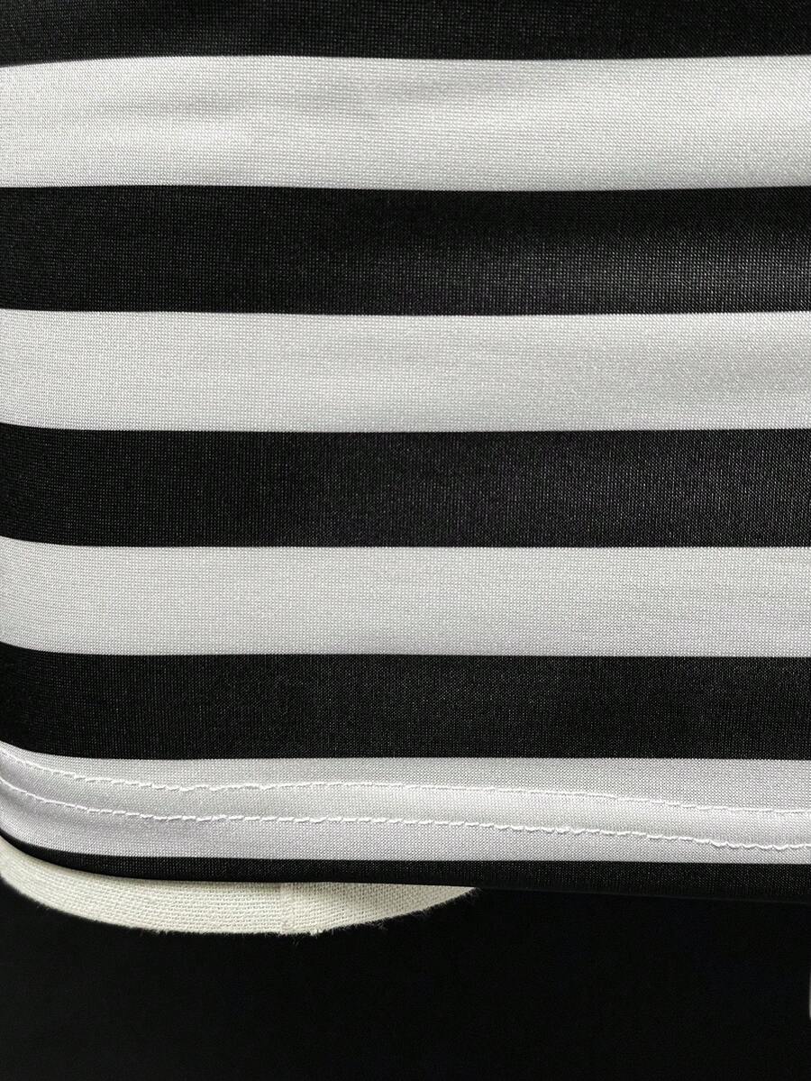 Black And White Striped Asymme - Asymmetric Top Women avis et prix