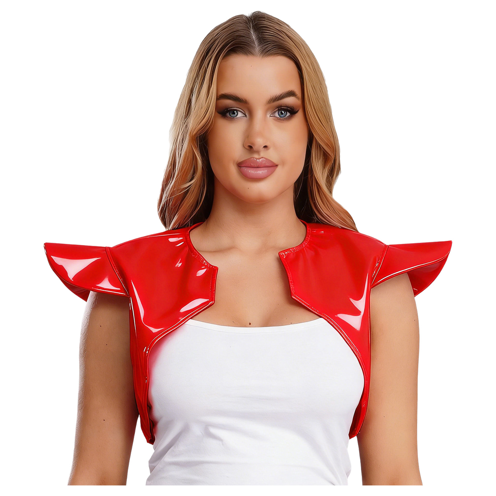 Women Patent Leather Latex Arm - Asymmetric Top Women avis et prix