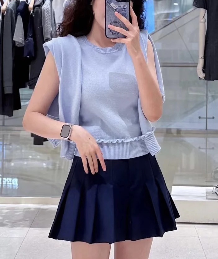 Spring/Summer Women O-Neck Ruf - Knitted Vest Women avis et prix
