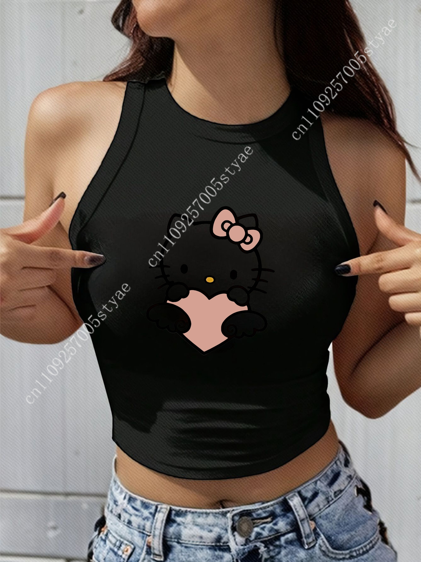 HELLO KITTY Classic Round Neck - Knitted Vest Women avis et prix