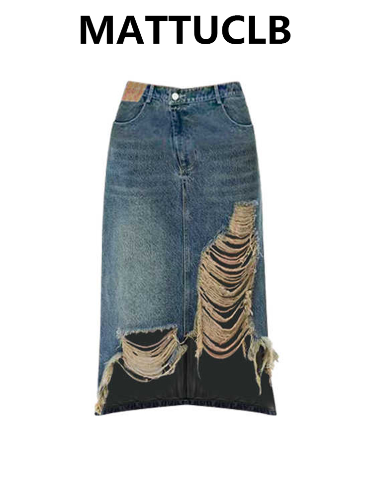 Women 2000s Midi Skirt Ripped  - A-Line Skirt Midi avis et prix