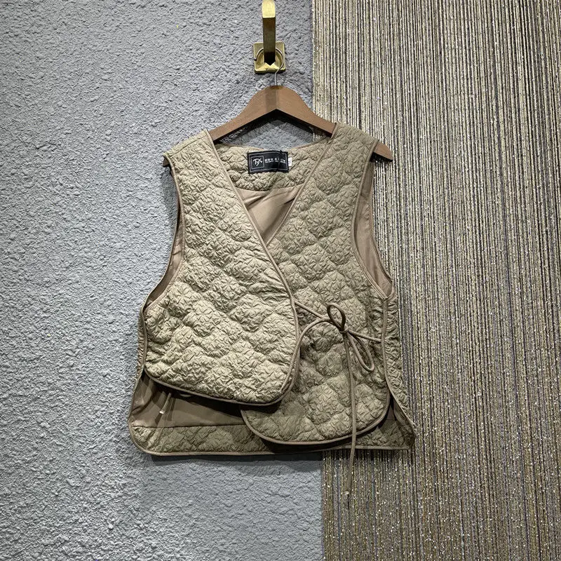 Vintage Women Lace-up V-neck S - Puffer Vest Fashion Women avis et prix