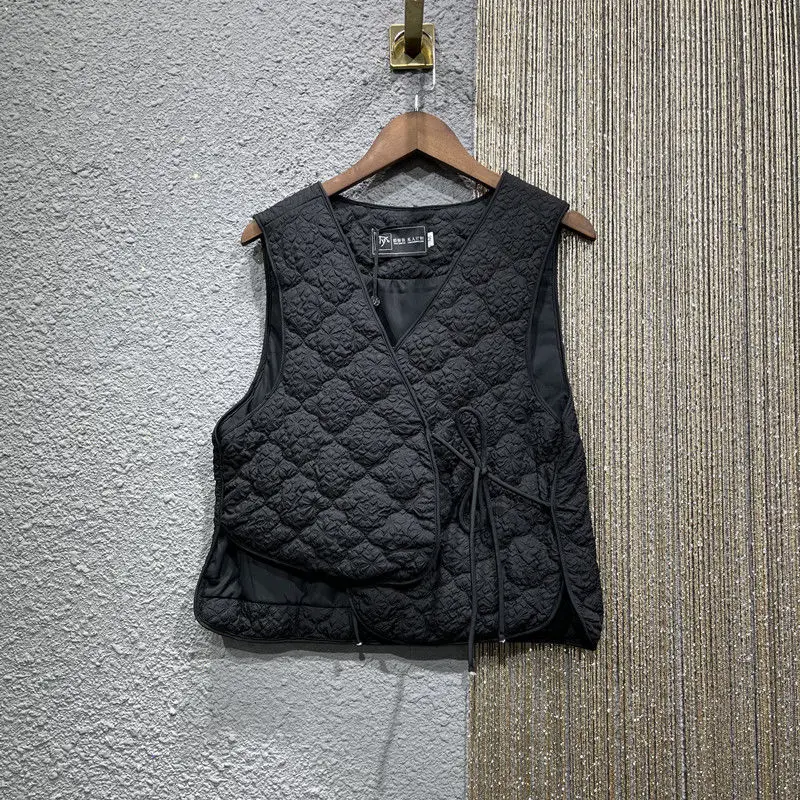 Vintage Women Lace-up V-neck S - Puffer Vest Fashion Women avis et prix