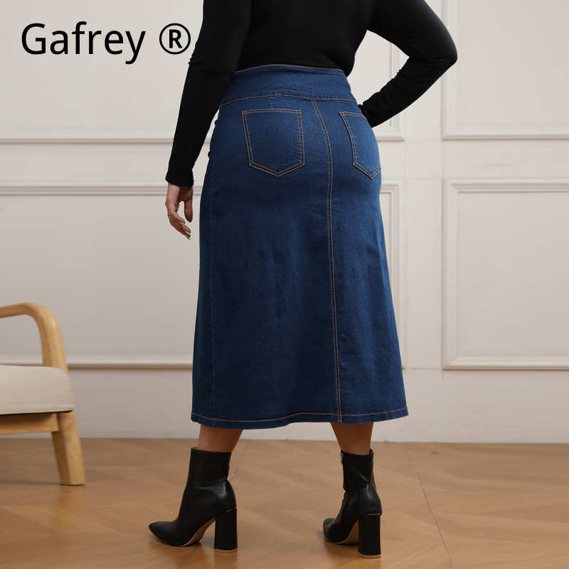 Plus Size High Waist Button Fr - A-Line Skirt Midi avis et prix