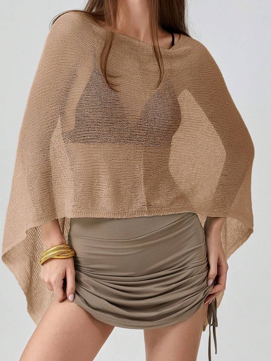 Women Sheer Asymmetrical Ponch - Asymmetric Top Women avis et prix