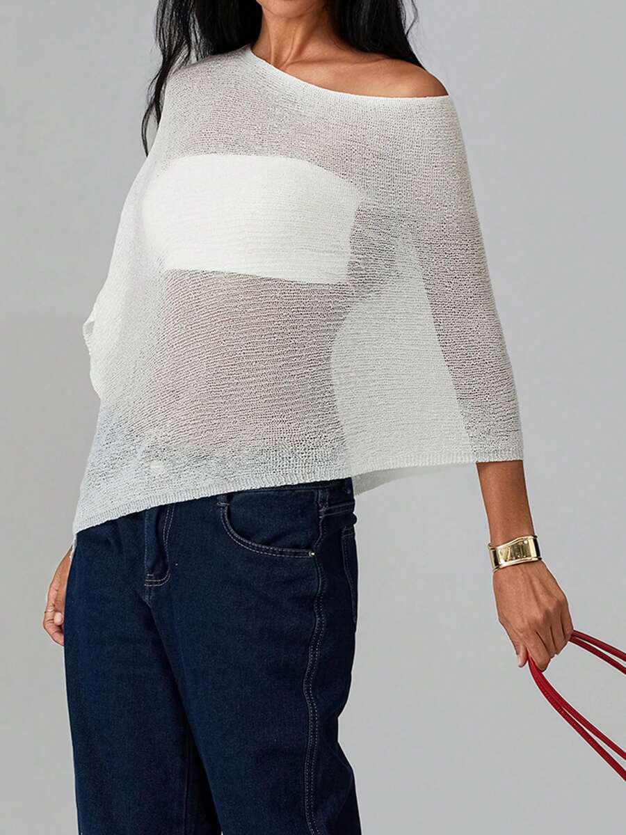 Women Sheer Asymmetrical Ponch - Asymmetric Top Women avis et prix