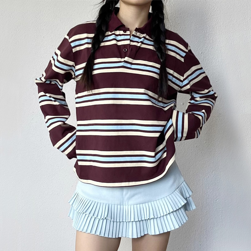 Women's Striped Relaxed Rugby  - Women'S Fashion Rugby Top avis et prix