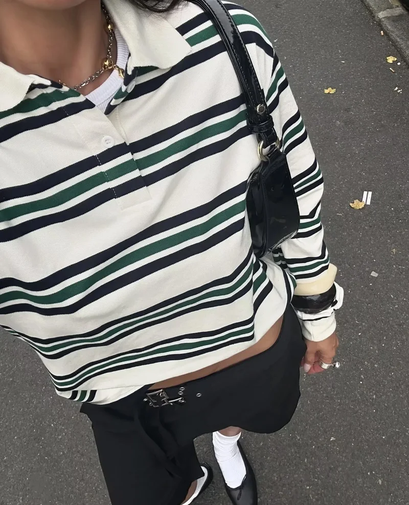 Women's Striped Relaxed Rugby  - Women'S Fashion Rugby Top avis et prix
