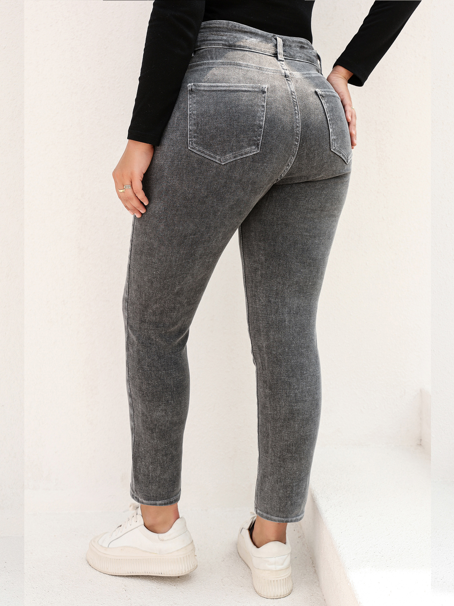 Plus Size Gray Jeans for Women - Mom Jeans Women avis et prix