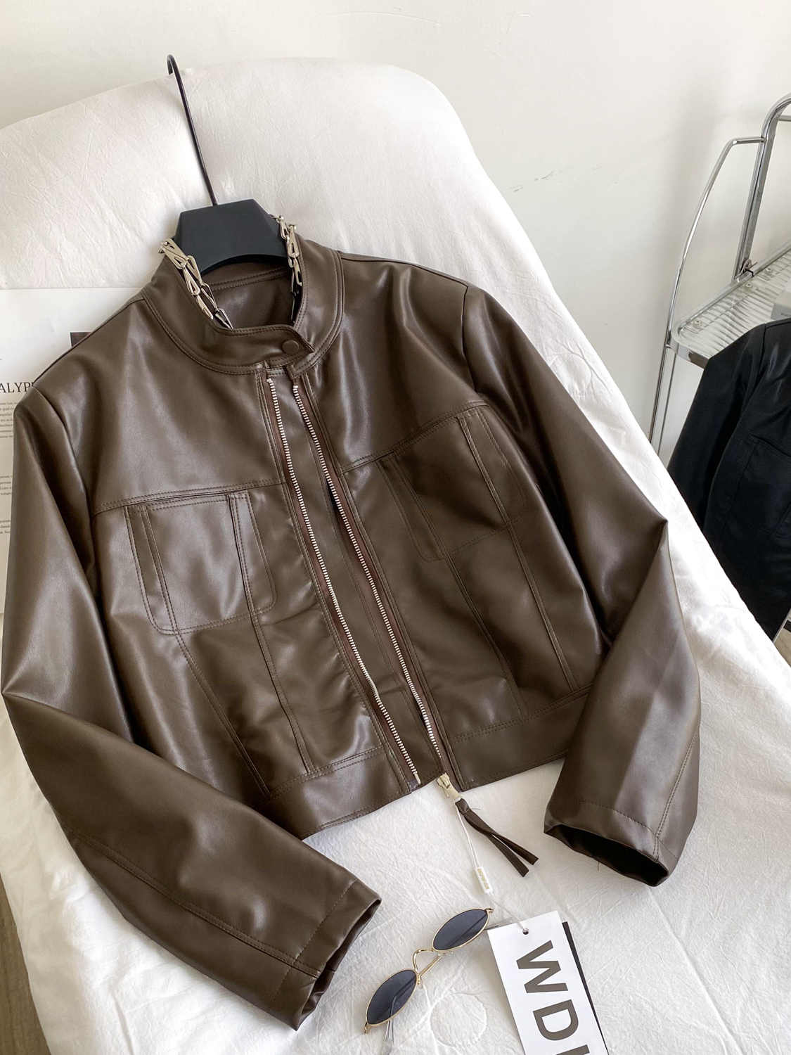 Women's Brown Leather PU Jacke - Women'S Fashion In The 90S avis et prix