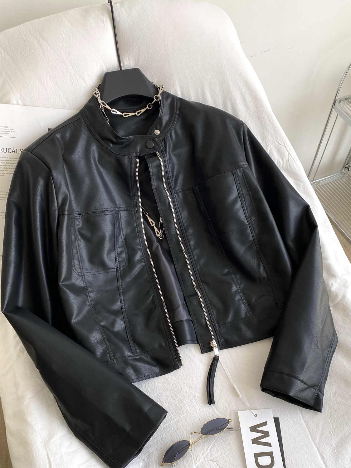 Women's Brown Leather PU Jacke - Women'S Fashion In The 90S avis et prix