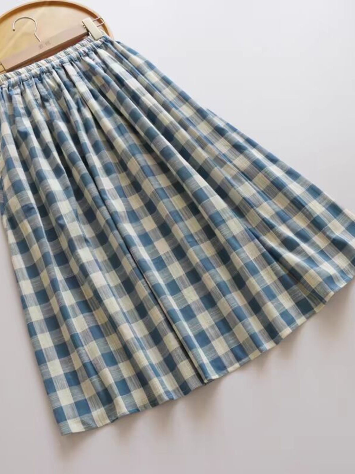 Loose Midi Blue Plaid Bamboo C - A-Line Skirt Midi avis et prix