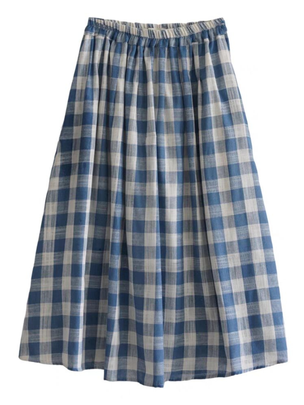 Loose Midi Blue Plaid Bamboo C - A-Line Skirt Midi avis et prix