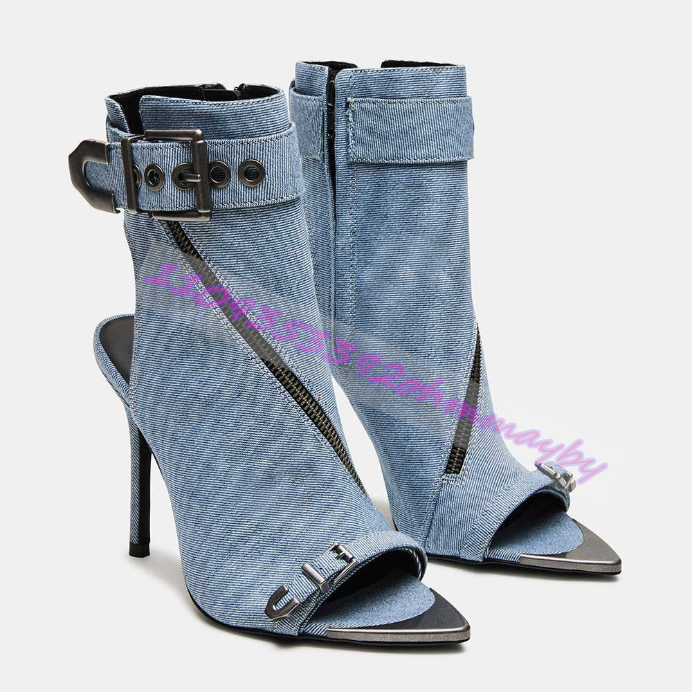 Summer Blue Denim Pointed-Toe  - Fashion Women Belt avis et prix
