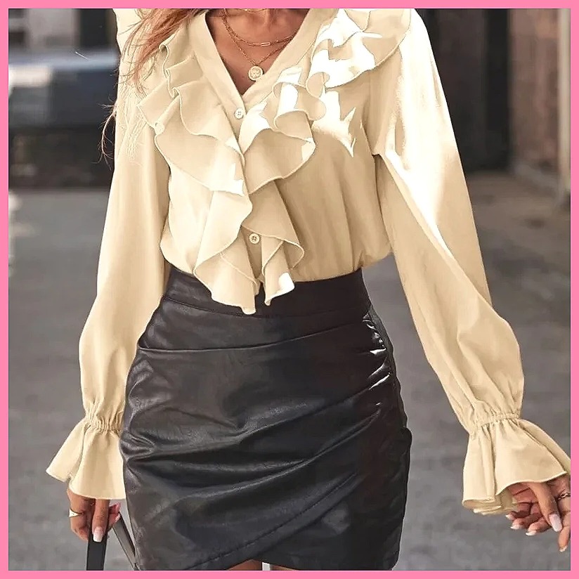 2025 Fashion V-Neck Ruffle Fla - Women'S Fashion For 2025 avis et prix