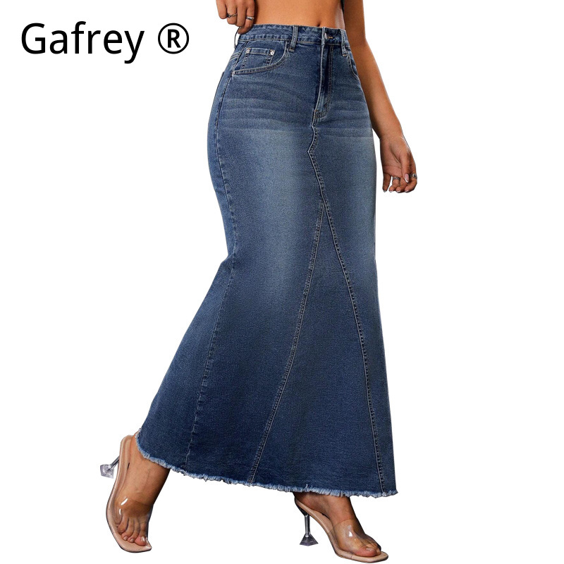 Women Denim Midi Skirt High Wa - A-Line Skirt Midi avis et prix