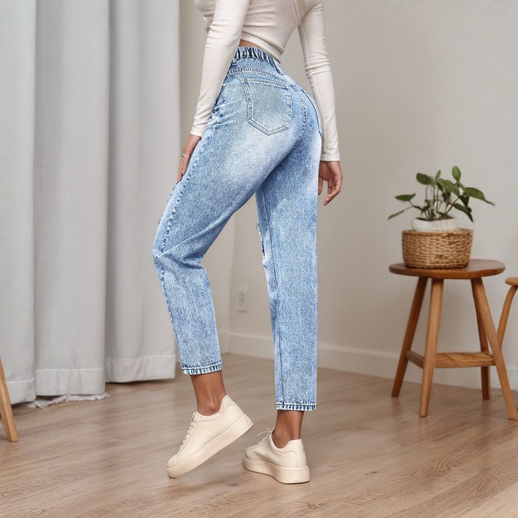 Women's Slim Fit Jeans with Ri - Mom Jeans Women avis et prix