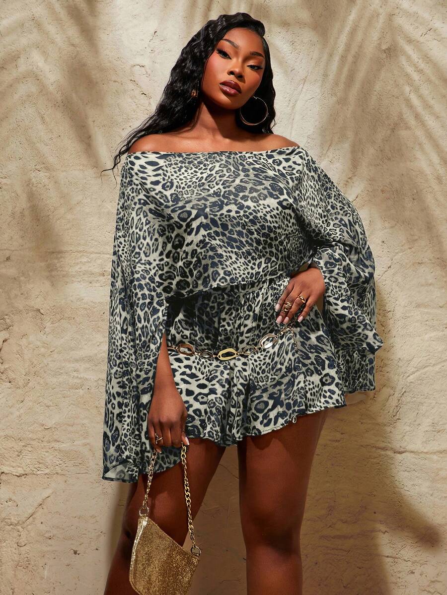 Plus Size Women Leopard Print  - Asymmetric Top Women avis et prix