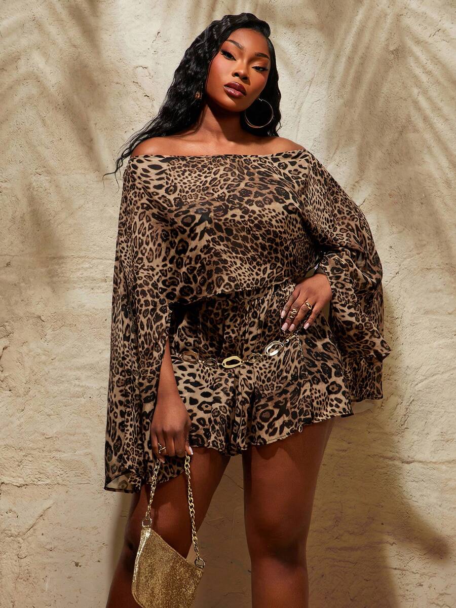 Plus Size Women Leopard Print  - Asymmetric Top Women avis et prix