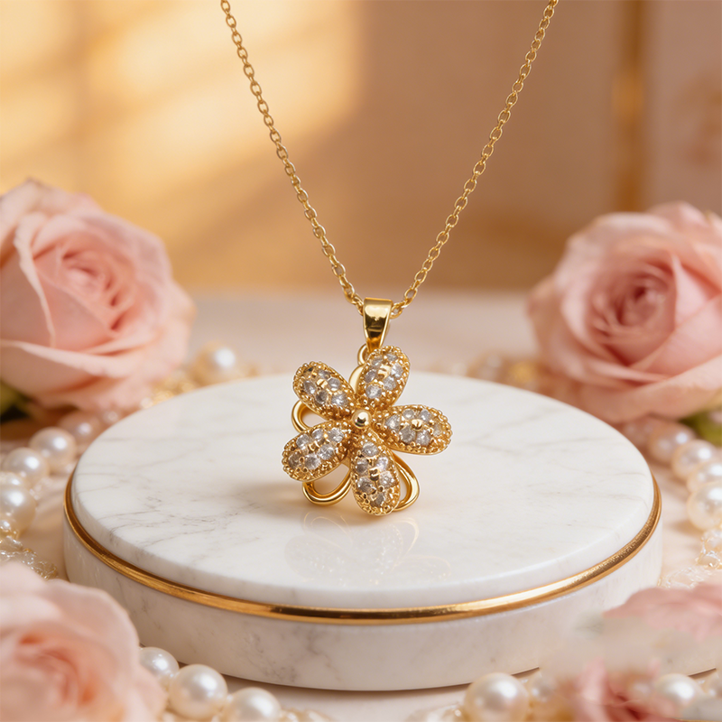Flower Gilding Necklace Pendan - Women'S Fashion Gilded Age avis et prix